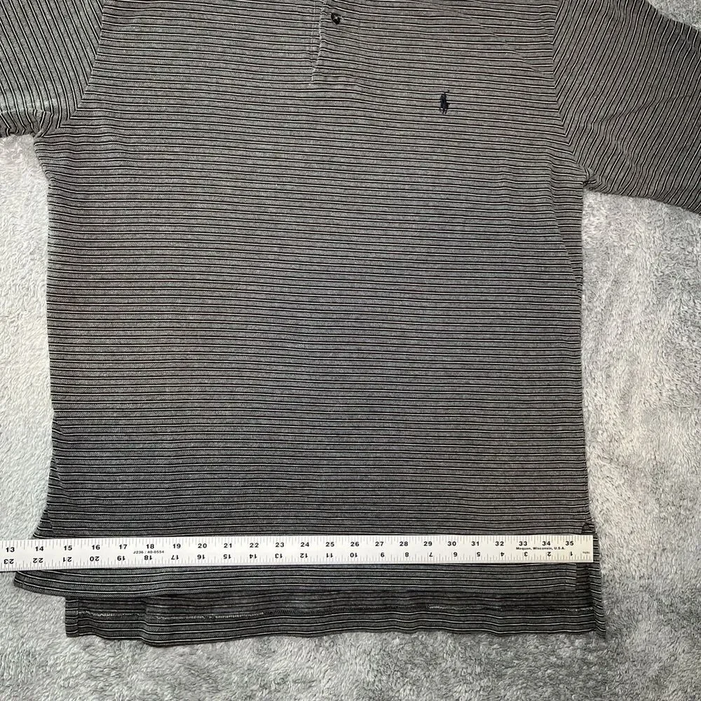 Polo By Ralph Lauren Vintage Men's SZ L Short Sleeve Grey Striped Polo 90's